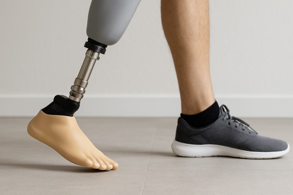 walking on prosthetic leg